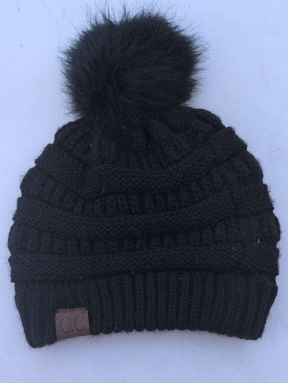 C.C Black Knit Pom Pom Beanie